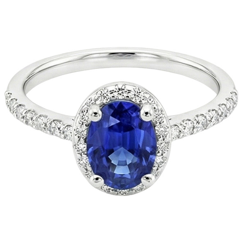 natural round sapphire 3.25ct ring top view