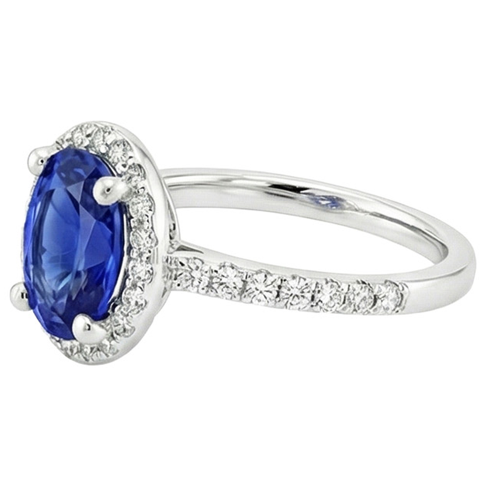 natural round sapphire 3.25ct ring profile view