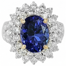 natural round tanzanite 14.00ct ring side angle