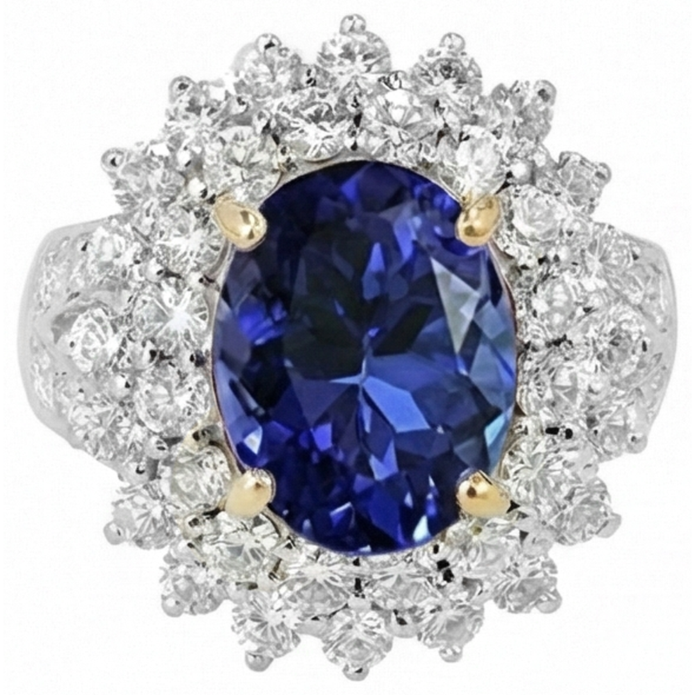 natural round tanzanite 14.00ct ring side angle