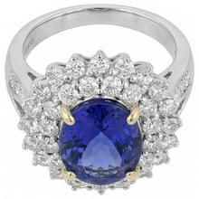 natural round tanzanite 14.00ct ring top view
