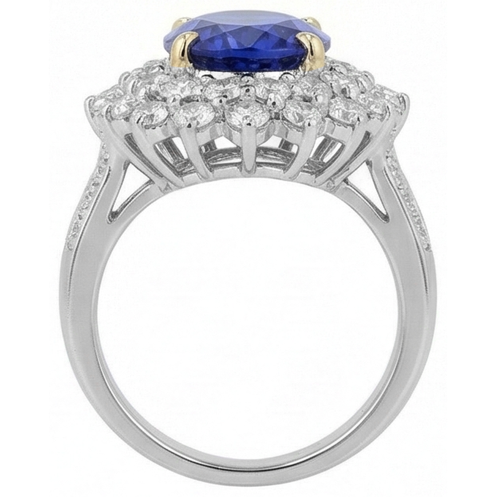 natural round tanzanite 14.00ct ring profile view