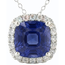 Royal Blue Sapphire Precious Stone Pendant 7-ct 14 Karat White Gold – side view