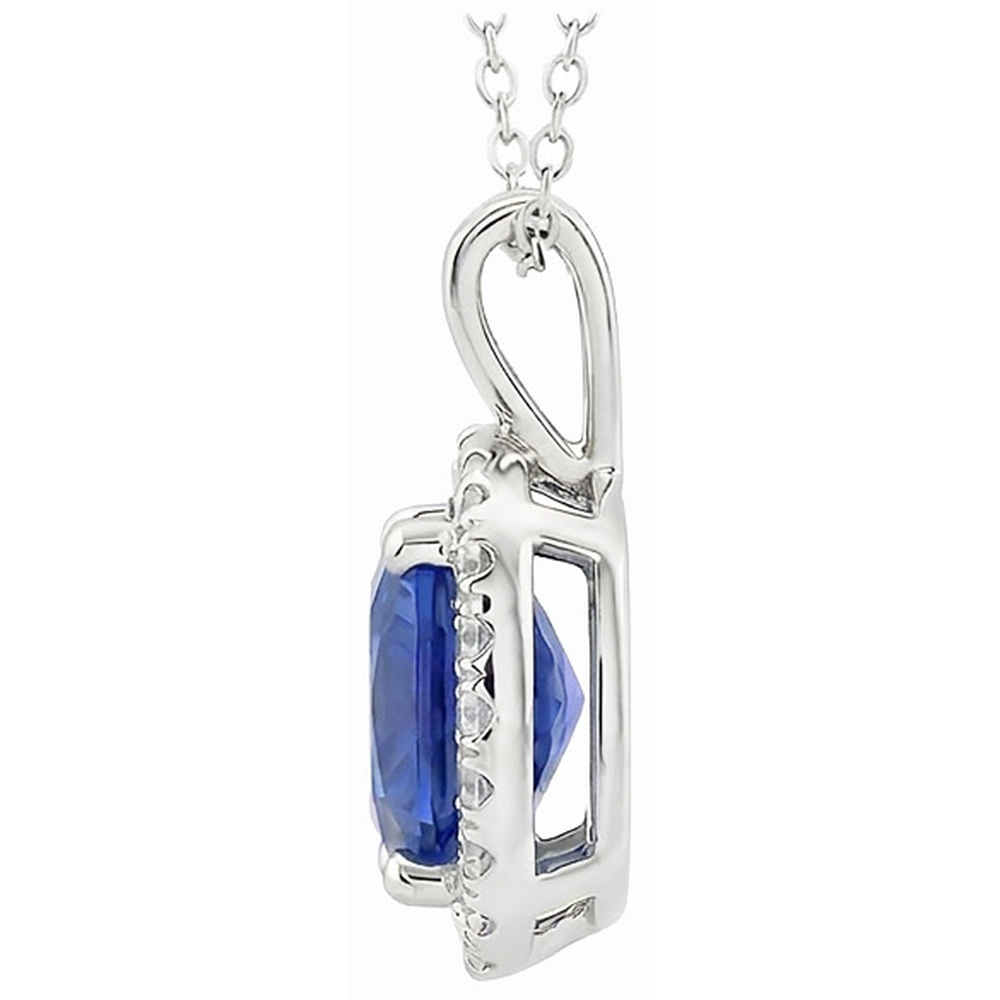 Cushion Royal Blue Sapphire ring in 14 Karat White Gold – profile view
