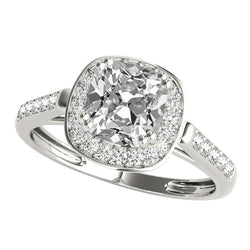 Halo Cushion Cathedral Setting Old Miner Real Diamond Engagement Ring