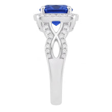 Halo Cushion Ceylon Sapphire Ring 4 Carats Infinity Style Natural Earth Mined Diamonds