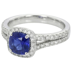 Natural Sapphire Ring 3.20ct - White Gold 14K