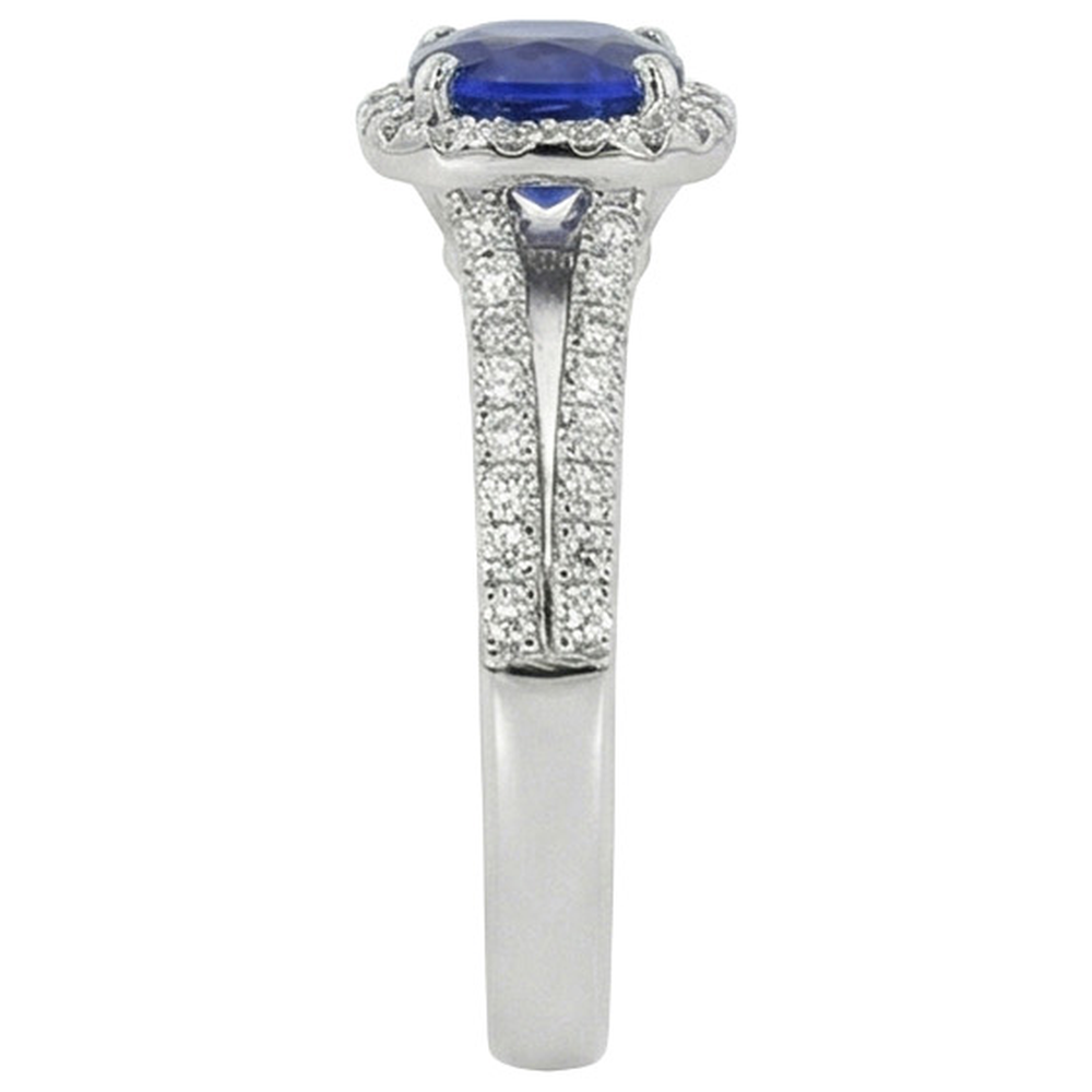 natural round sapphire 3.20ct ring profile view