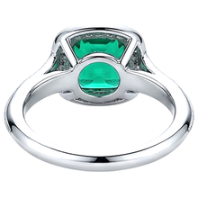 Cushion Cut Emerald ring in 14K Two Tone Gold – back view