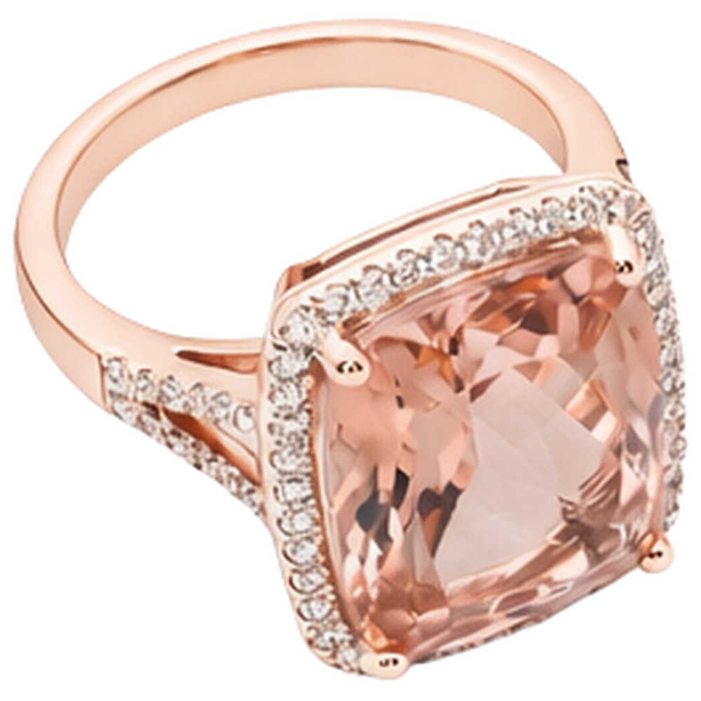 natural round morganite 13.90ct ring close up detail