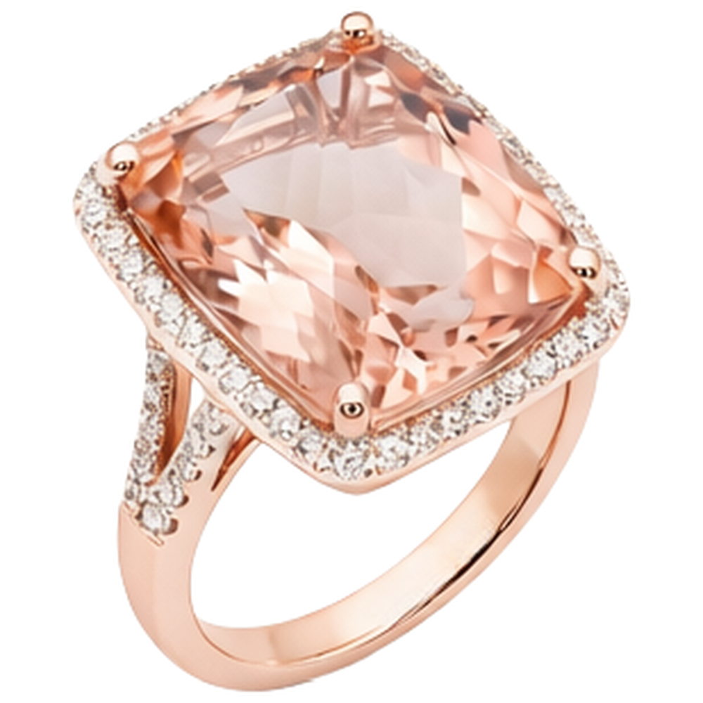 natural round morganite 13.90ct ring top view