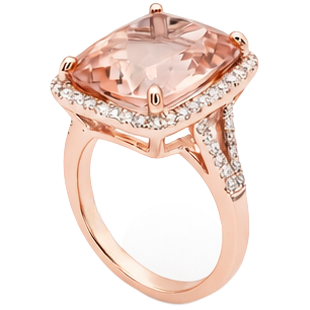 natural round morganite 13.90ct ring profile view