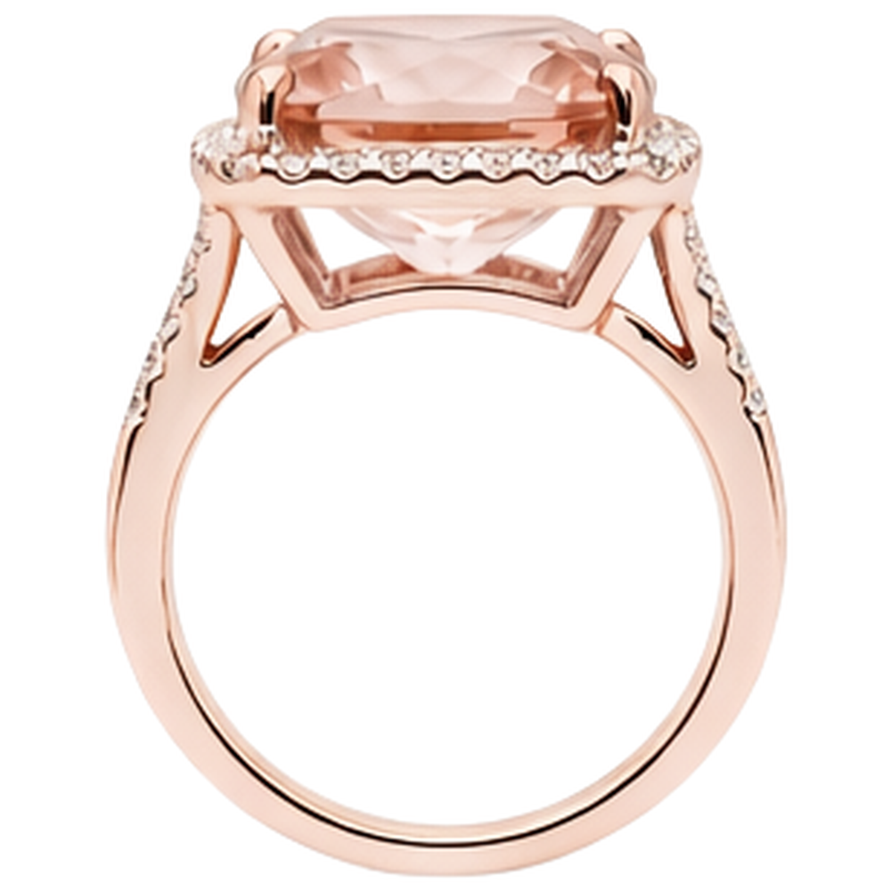 natural round morganite 13.90ct ring on white background