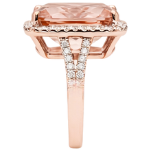 natural round morganite 13.90ct ring with diamond accents