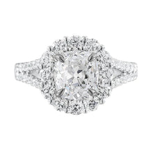 Halo Cushion Natural Diamond Old Cut Ring Prong Set 4.75 Carats Split Shank