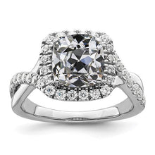 Halo Cushion Old Cut Genuine Diamond Ring Twisted Shank Gold 6.75 Carats