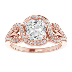 Halo Cushion Old Cut Natural Earth Mined Diamond Ring Twisted Vintage Style 8.25 Carats