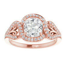 Halo Cushion Old Cut Natural Diamond Ring Twisted Vintage Style 8.25 Carats