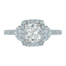 Halo Cushion Old Cut Round Genuine Diamond Ring 3.25 Carats White Gold 14K