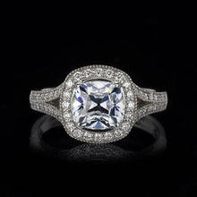 Halo Cushion Old Cut & Round Real Diamond Ring Split Shank 3 Carats