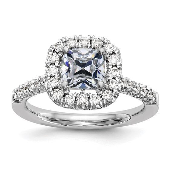Halo Cushion Old Mine Cut Real Diamond Ring Fishtail Set 3.70 Carats