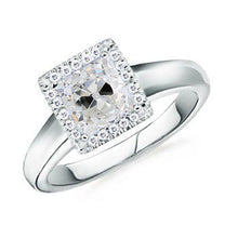 Halo Cushion Old Miner Natural Diamond Ring 2 Carats White Gold Thick Shank