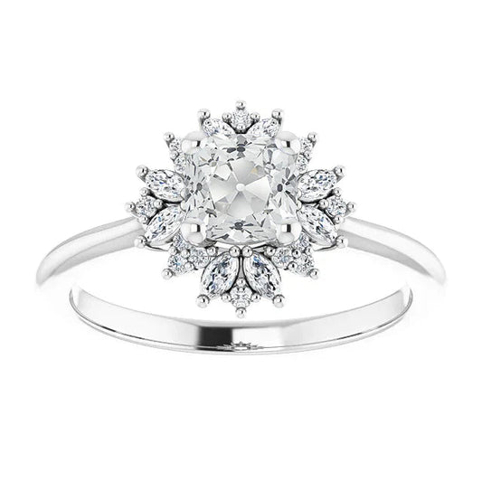 Halo Cushion Old Miner Real Diamond Ring Star Style 5 Carats Gold Jewelry