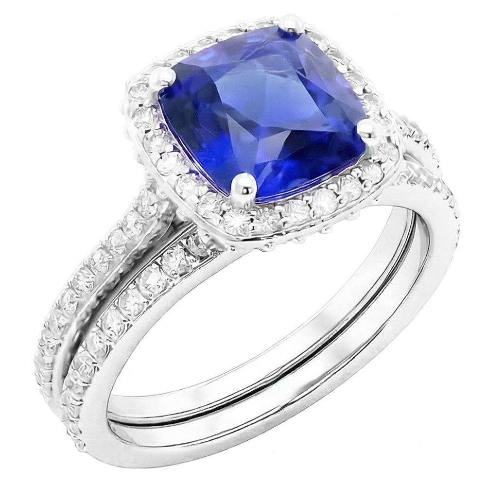 natural round sapphire 4.50ct ring front view