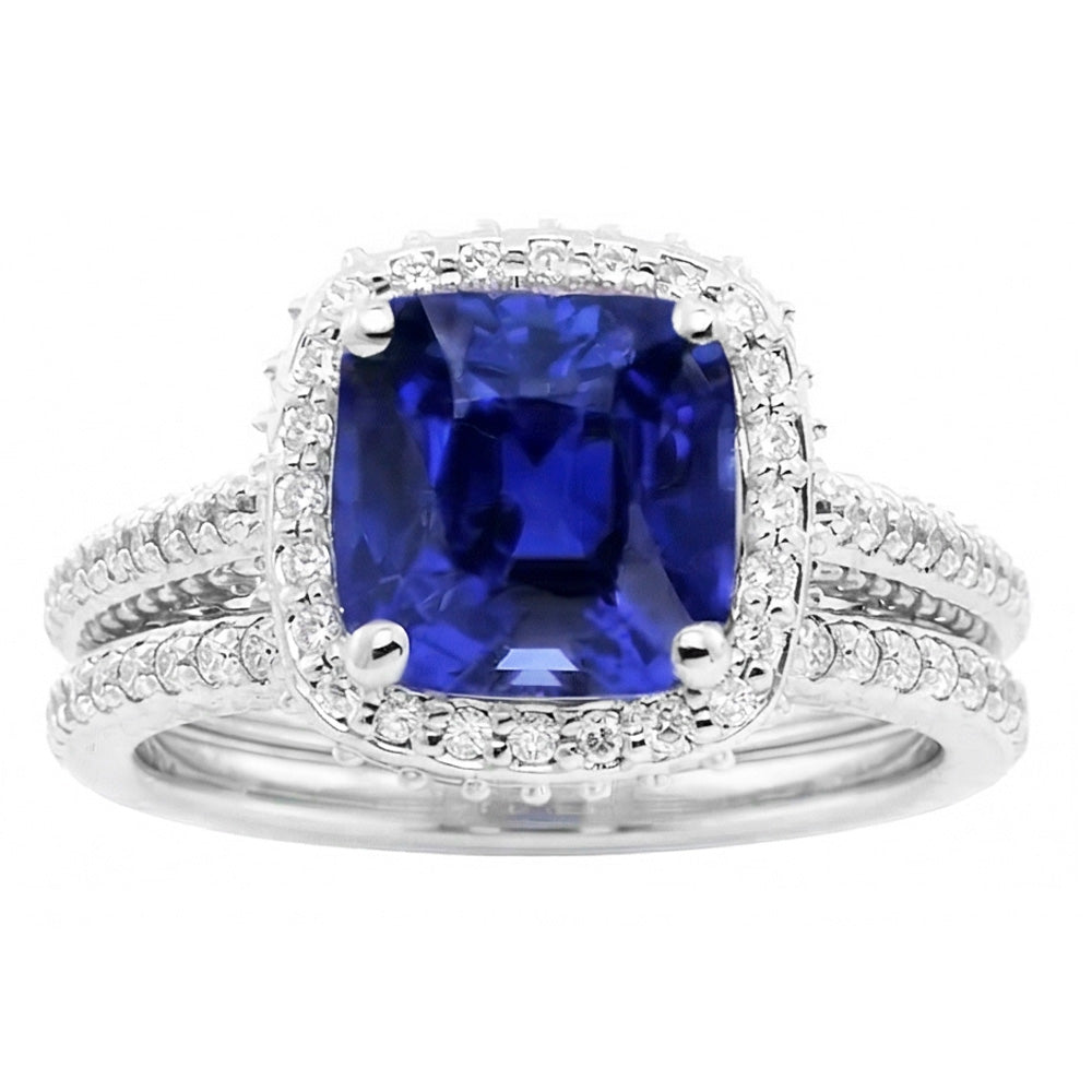 natural round sapphire 4.50ct ring side angle