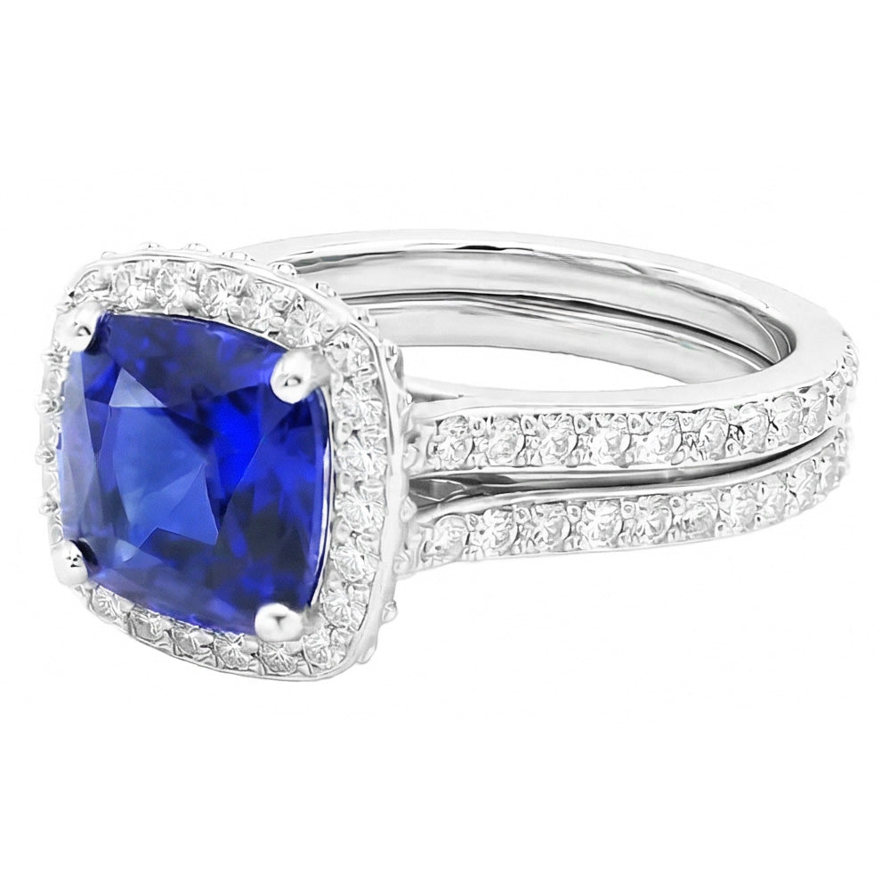 natural round sapphire 4.50ct ring close up detail