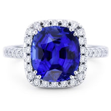 Halo Cushion Sapphire Wedding Ring 4 Carats Natural Earth Mined Diamond Accent Jewellery
