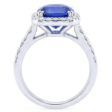 Halo Cushion Sapphire Wedding Ring 4 Carats Natural Earth Mined Diamond Accent Jewellery