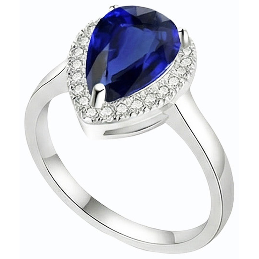 natural round sapphire 3.50ct ring top view