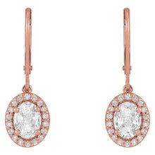 Halo Diamond Drop Earrings Oval Old Cut Natural 6.50 Carats Rose Gold