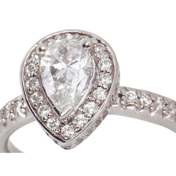 Halo Diamond Engagement Pear Shape Ring Natural 2.01 Carats