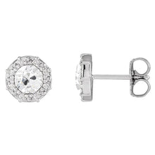 Halo Natural Earth Mined Diamond Stud Earrings Round Old European Push Backs 5 Carats