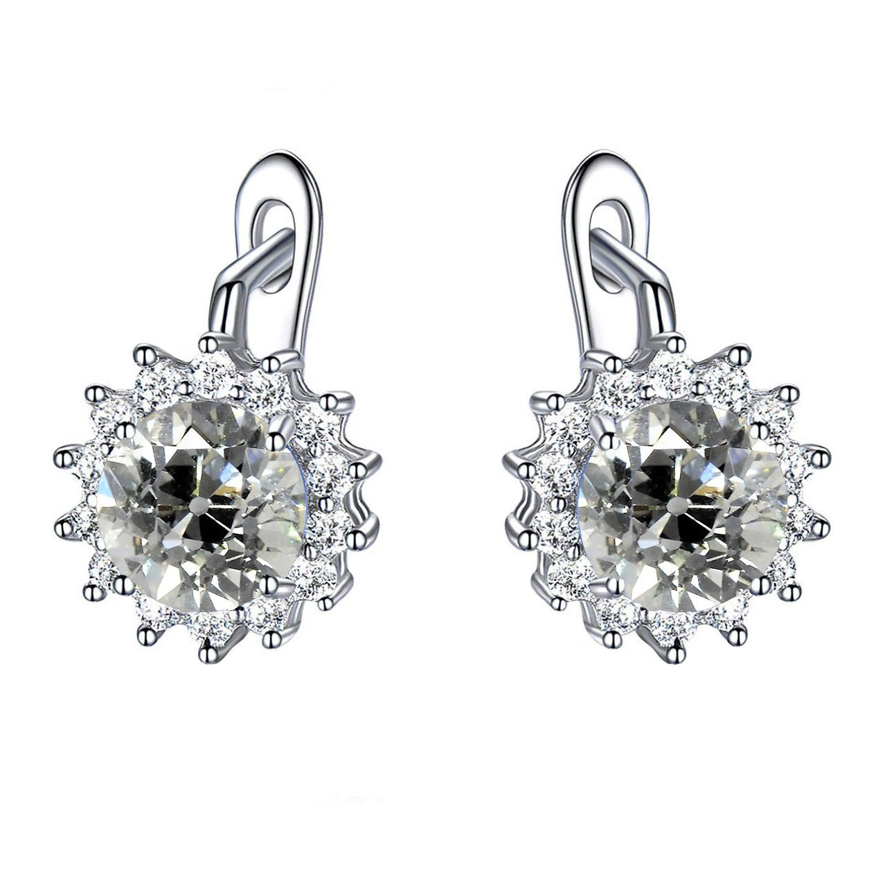 Halo Drop Earrings Old Miner Natural Diamonds 6.50 Carats Gold Jewelry