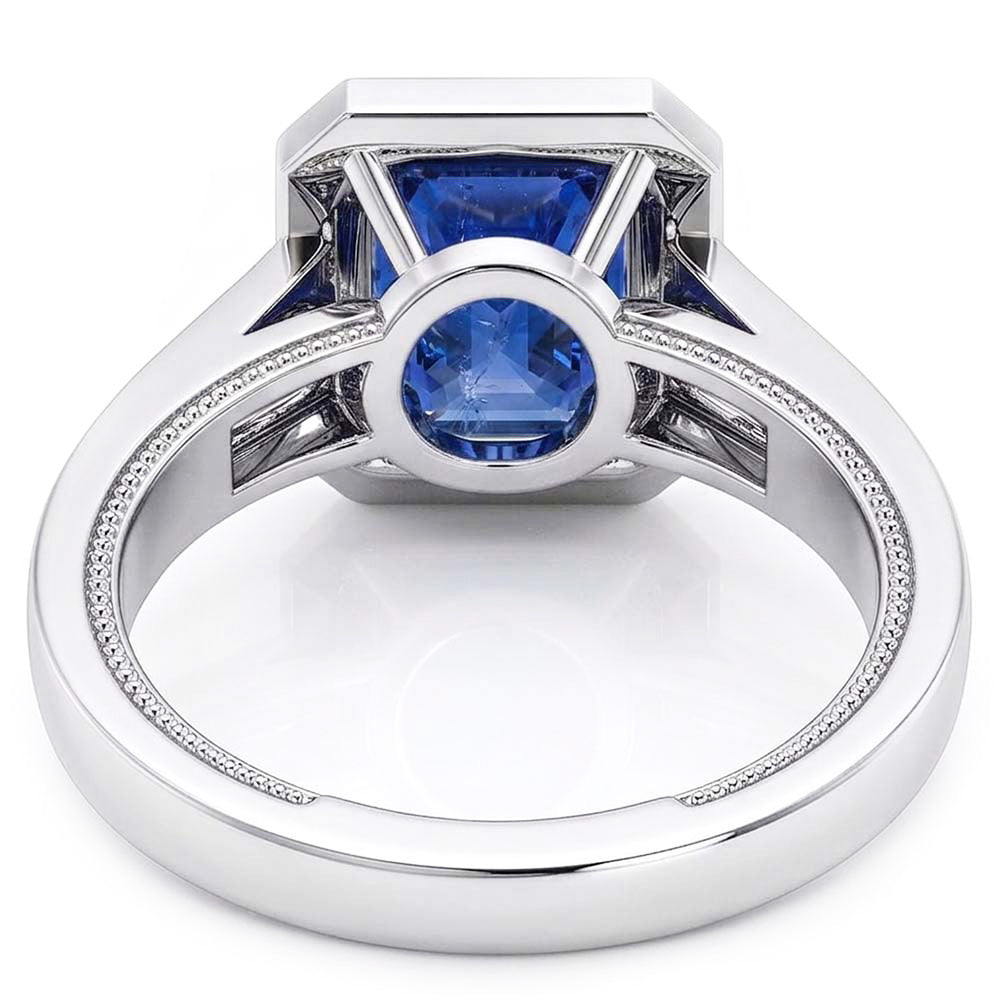 Halo Emerald Blue Sapphire Engagement Ring 3.50 Carats Jewellery