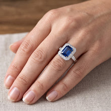 Halo Emerald Blue Sapphire Engagement Ring 3.50 Carats Jewellery