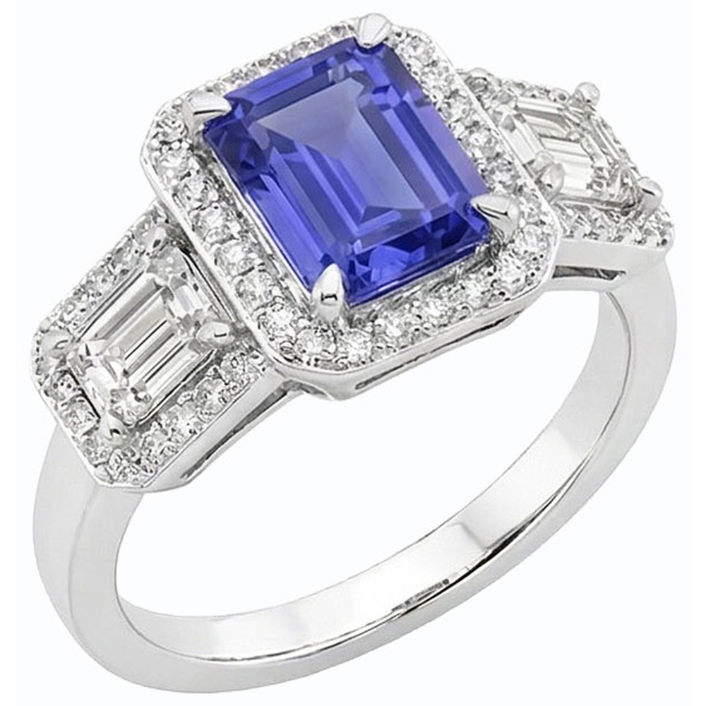 natural emerald sapphire 3ct ring close up detail