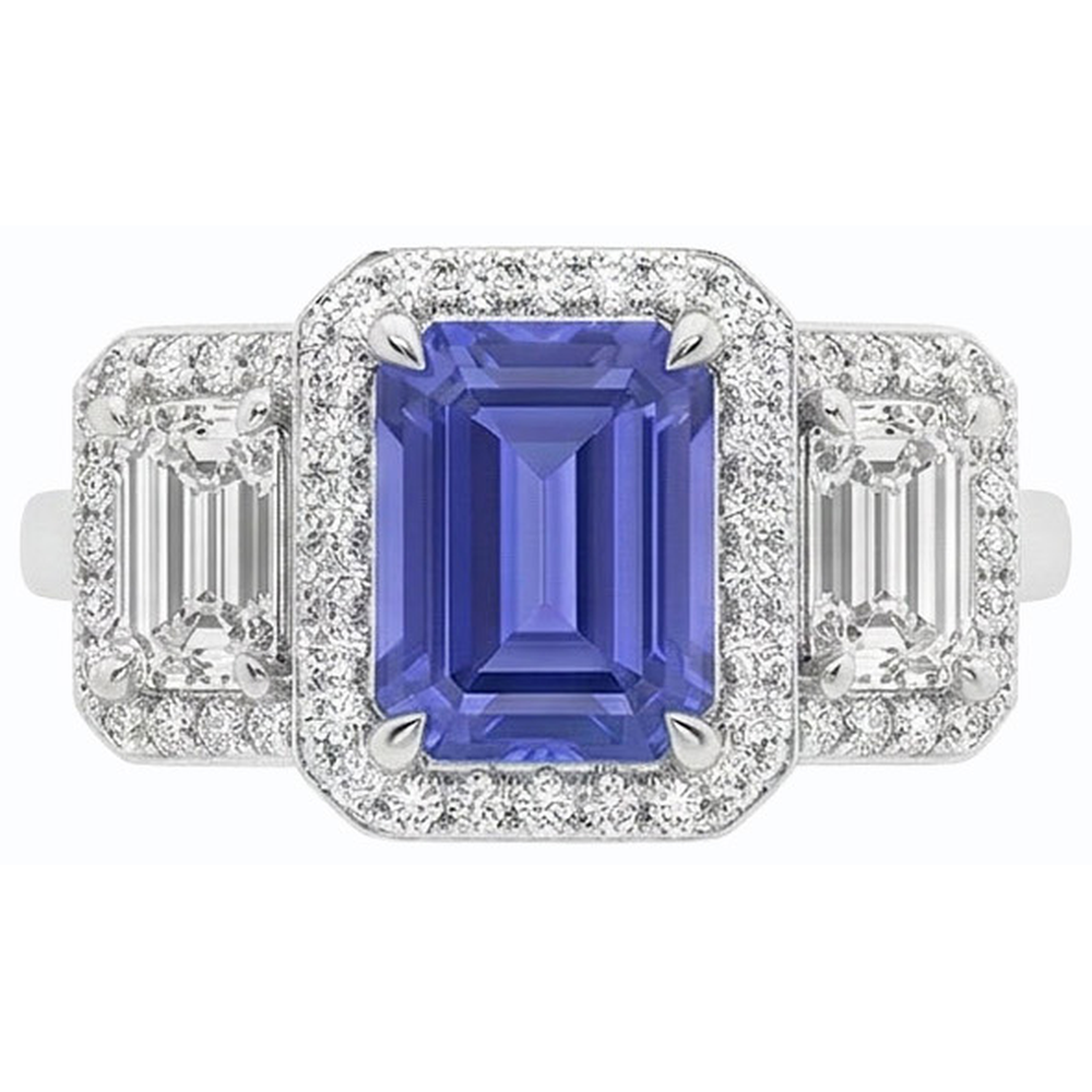 natural emerald sapphire 3ct ring side angle