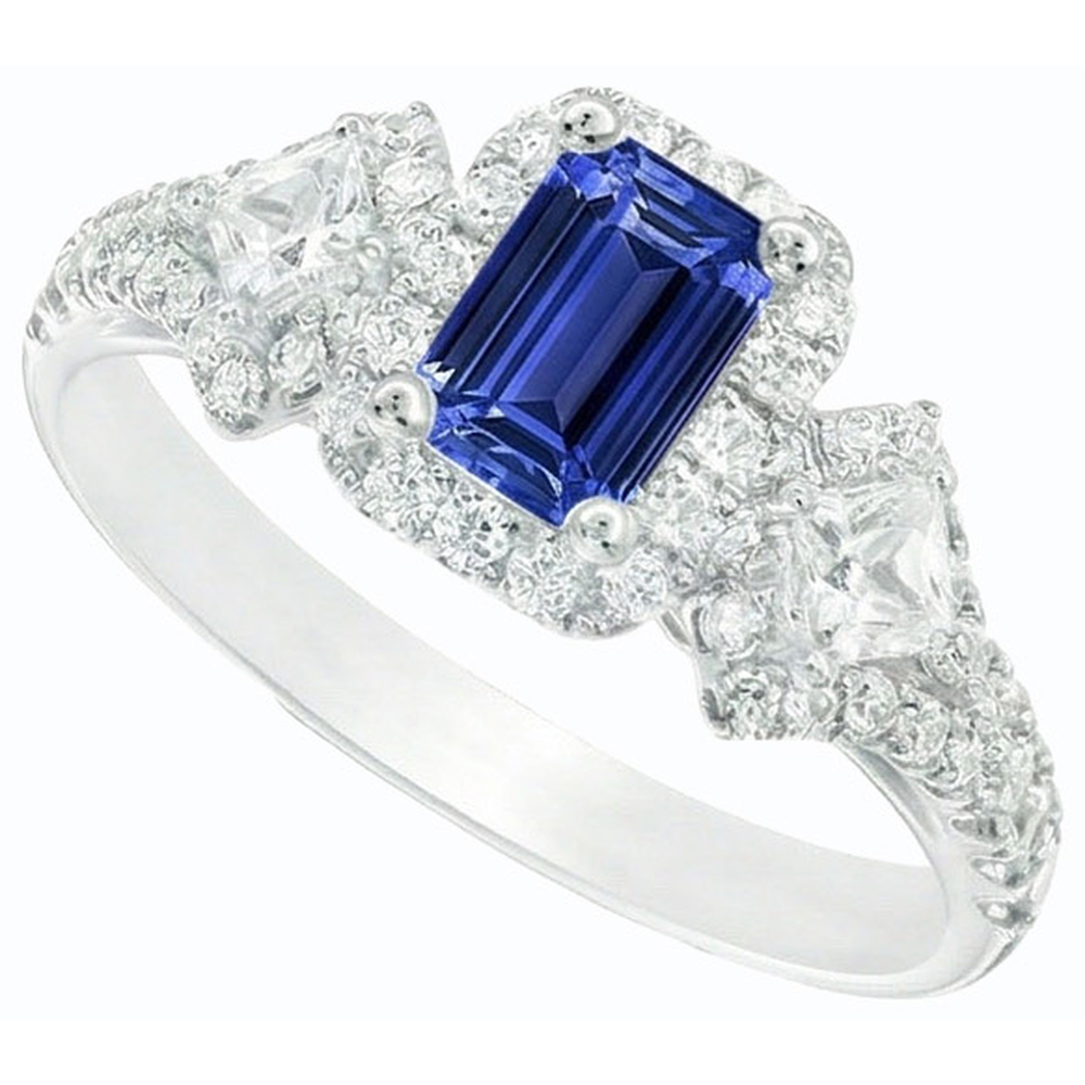 natural emerald sapphire 3.50ct ring top view