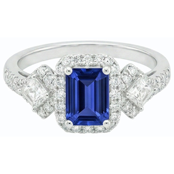 Natural Sapphire Ring 3.50ct - White Gold 14K