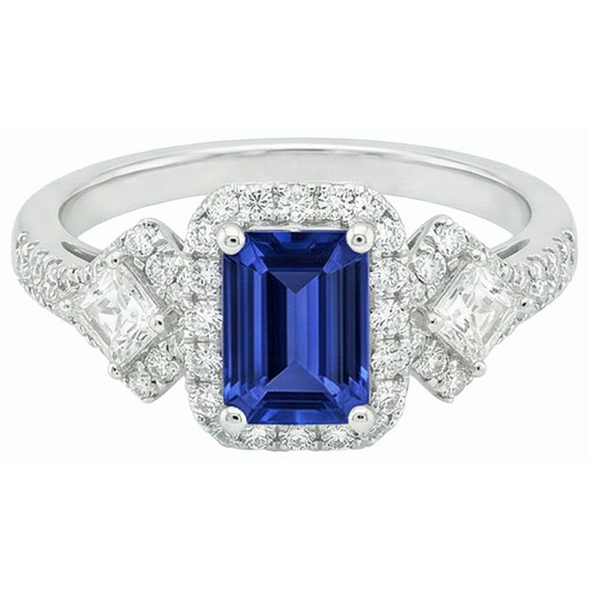 natural emerald sapphire 3.50ct ring front view