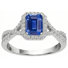 Halo Emerald Blue Sapphire Ring Twisted Shank Natural Earth Mined Diamonds 3.50 Carats