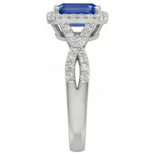Halo Emerald Blue Sapphire Ring Twisted Shank Natural Earth Mined Diamonds 3.50 Carats