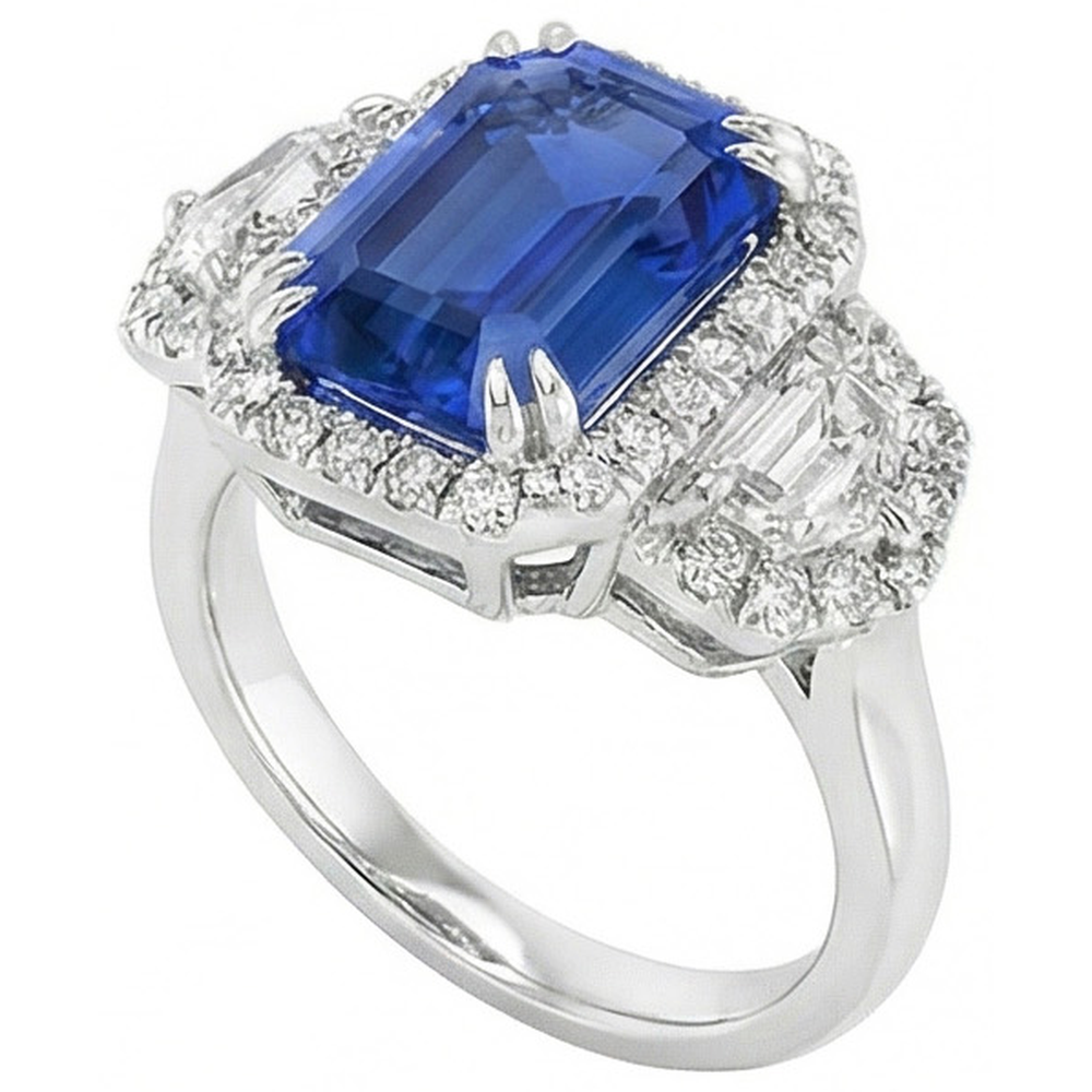 Lab Grown Sapphire Ring 5ct - White Gold 14K