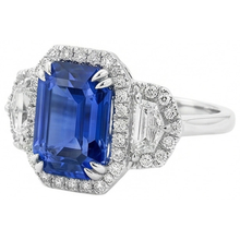 Lab Grown Sapphire Ring 5ct - White Gold 14K