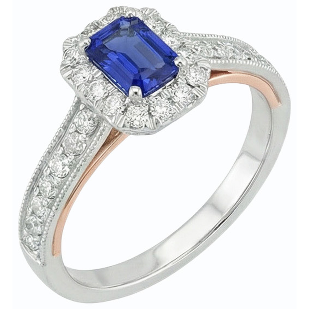 natural emerald sapphire 3.50ct ring close up detail
