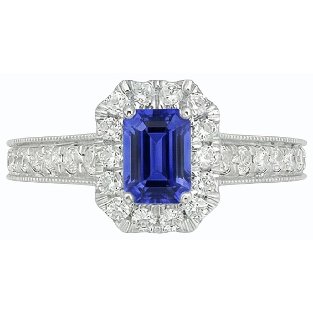 natural emerald sapphire 3.50ct ring on white background